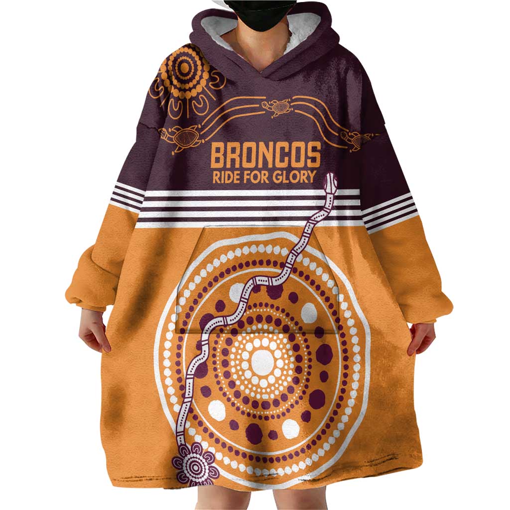 Custom Broncos Spirit Wearable Blanket Hoodie Ride for Glory Indigenous Aboriginal - Aussie Hoodie