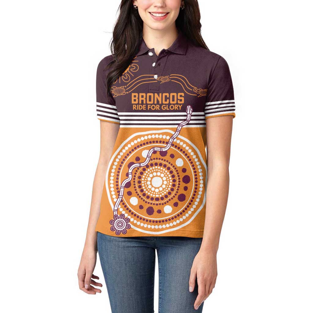 Custom Broncos Spirit Women Polo Shirt Ride for Glory Indigenous Aboriginal - Aussie Hoodie