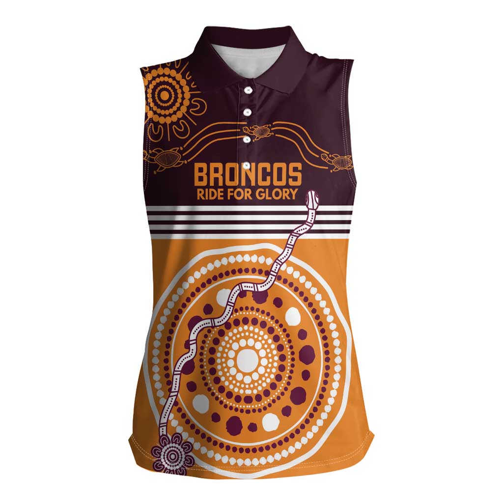 Custom Broncos Spirit Women Sleeveless Polo Shirt Ride for Glory Indigenous Aboriginal - Aussie Hoodie
