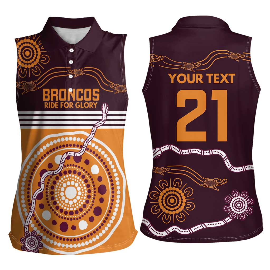 Custom Broncos Spirit Women Sleeveless Polo Shirt Ride for Glory Indigenous Aboriginal - Aussie Hoodie