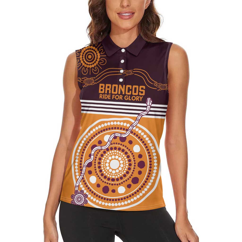 Custom Broncos Spirit Women Sleeveless Polo Shirt Ride for Glory Indigenous Aboriginal - Aussie Hoodie