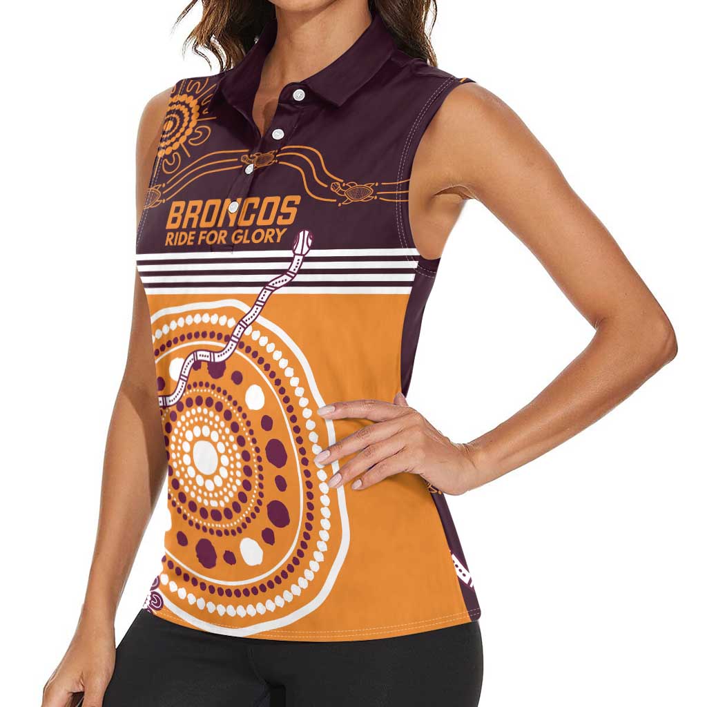Custom Broncos Spirit Women Sleeveless Polo Shirt Ride for Glory Indigenous Aboriginal - Aussie Hoodie