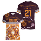 Custom Broncos Spirit Women V-Neck T-Shirt Ride for Glory Indigenous Aboriginal - Aussie Hoodie