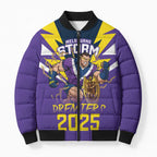 Personalised Storm Spirit Bomber Puffer Jacket Grand Final Champions 2025 - Aussie Hoodie