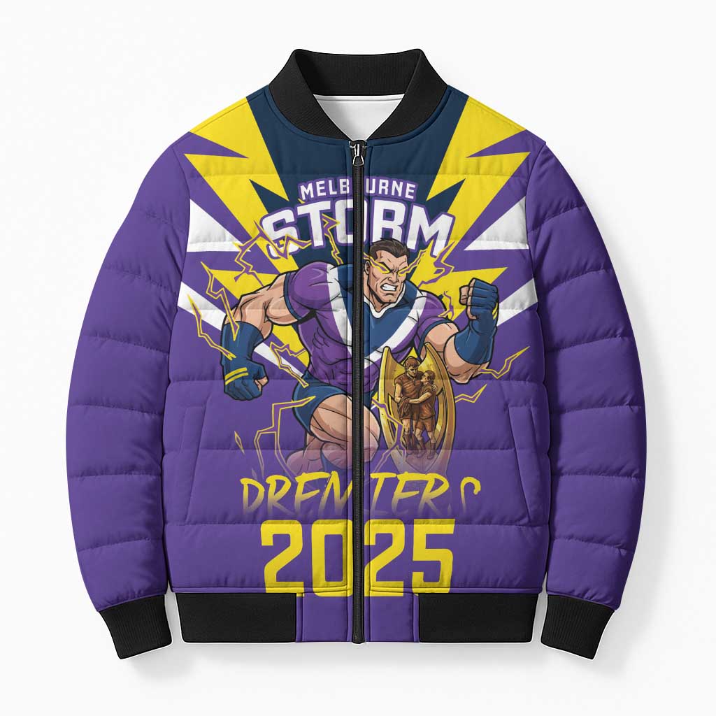 Personalised Storm Spirit Bomber Puffer Jacket Grand Final Champions 2025 - Aussie Hoodie