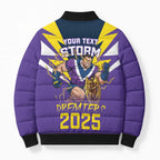 Personalised Storm Spirit Bomber Puffer Jacket Grand Final Champions 2025 - Aussie Hoodie