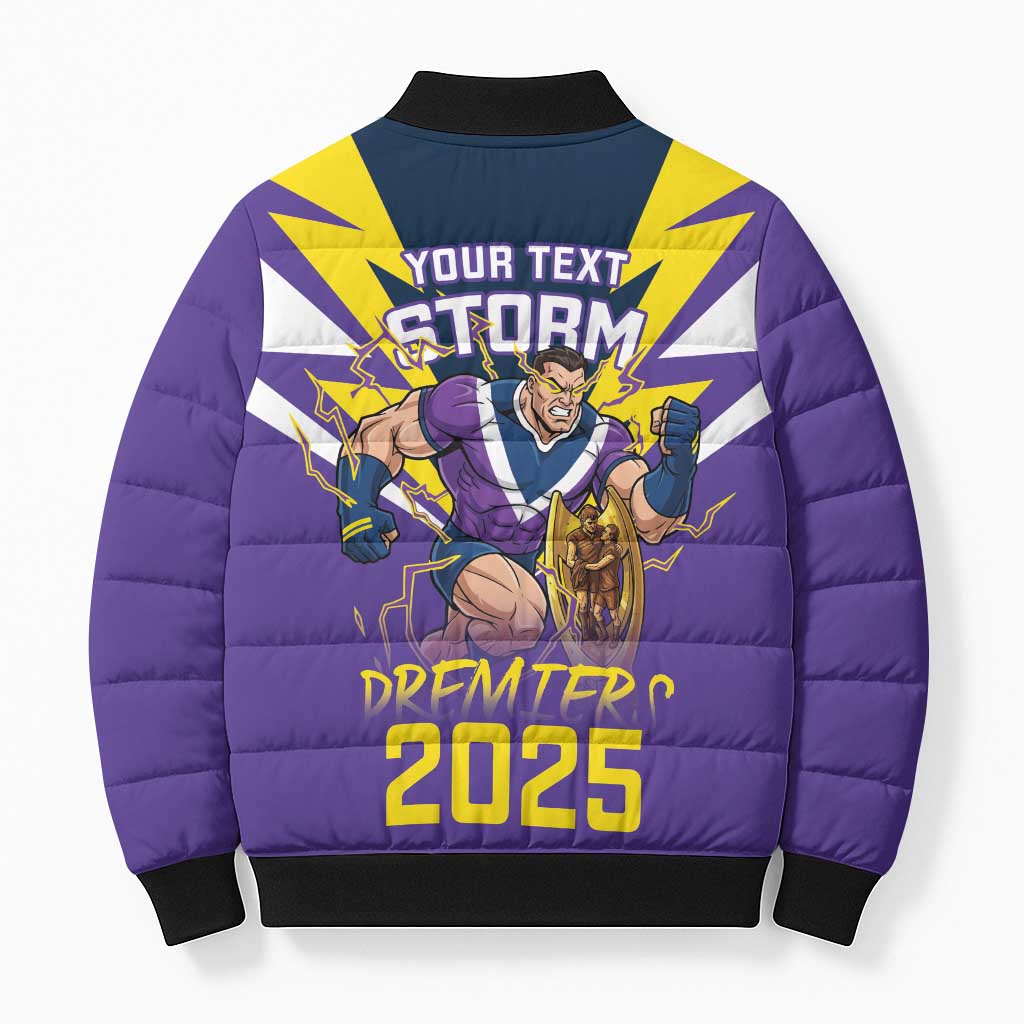 Personalised Storm Spirit Bomber Puffer Jacket Grand Final Champions 2025 - Aussie Hoodie