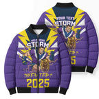 Personalised Storm Spirit Bomber Puffer Jacket Grand Final Champions 2025 - Aussie Hoodie