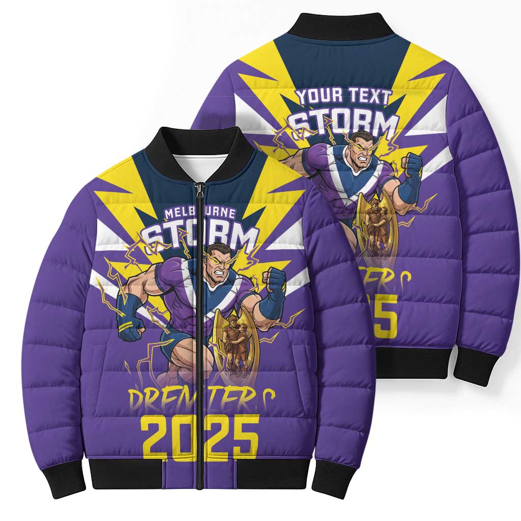 Personalised Storm Spirit Bomber Puffer Jacket Grand Final Champions 2025 - Aussie Hoodie