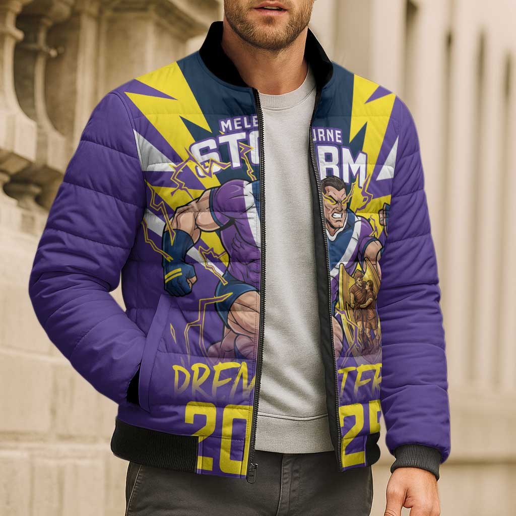 Personalised Storm Spirit Bomber Puffer Jacket Grand Final Champions 2025 - Aussie Hoodie