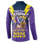 Personalised Storm Spirit Button Sweatshirt Grand Final Champions 2025 - Aussie Hoodie