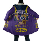 Personalised Storm Spirit Cloak Grand Final Champions 2025 - Aussie Hoodie
