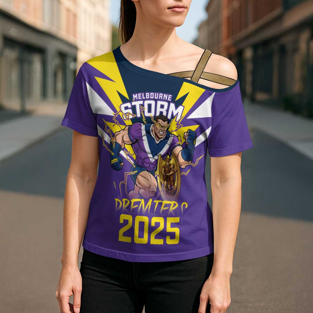 Personalised Storm Spirit Cross Shoulder Shirt Grand Final Champions 2025 - Aussie Hoodie