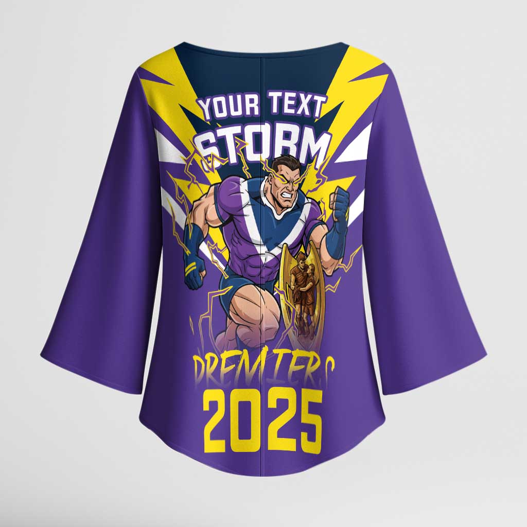 Personalised Storm Spirit Kimono Sleeve Blouse Grand Final Champions 2025 - Aussie Hoodie