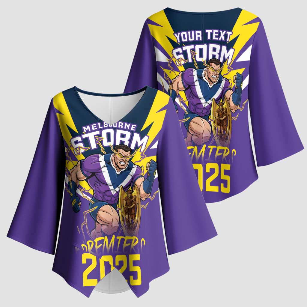 Personalised Storm Spirit Kimono Sleeve Blouse Grand Final Champions 2025 - Aussie Hoodie