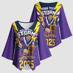 Personalised Storm Spirit Kimono Sleeve Blouse Grand Final Champions 2025 - Aussie Hoodie