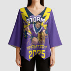 Personalised Storm Spirit Kimono Sleeve Blouse Grand Final Champions 2025 - Aussie Hoodie