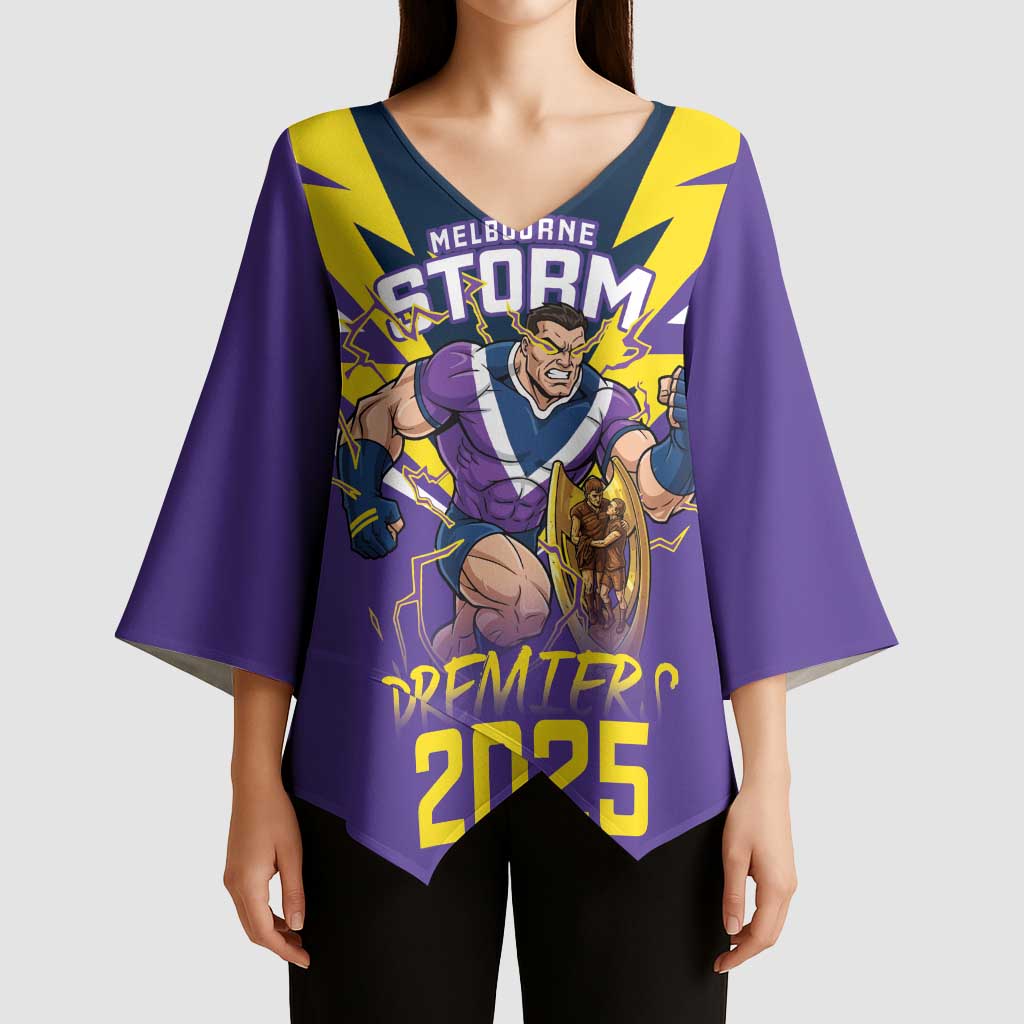 Personalised Storm Spirit Kimono Sleeve Blouse Grand Final Champions 2025 - Aussie Hoodie
