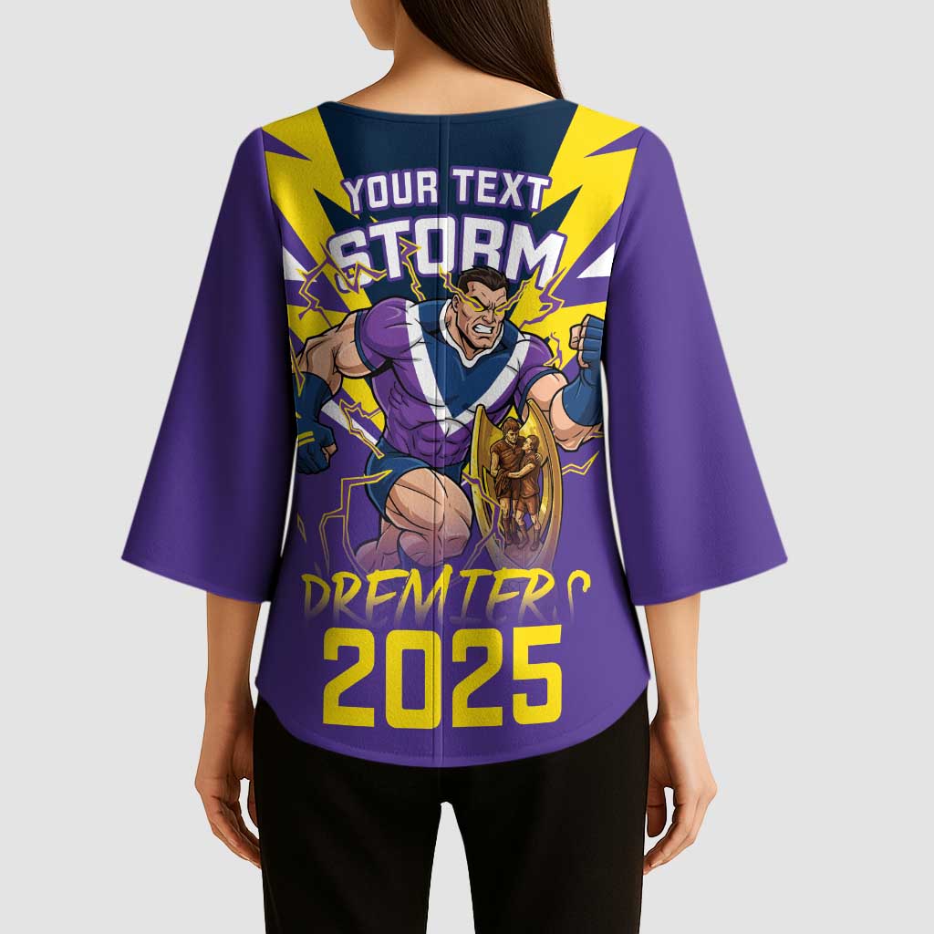 Personalised Storm Spirit Kimono Sleeve Blouse Grand Final Champions 2025 - Aussie Hoodie