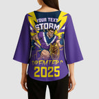 Personalised Storm Spirit Kimono Sleeve Blouse Grand Final Champions 2025 - Aussie Hoodie