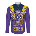 Personalised Storm Spirit Long Sleeve Button Shirt Grand Final Champions 2025 - Aussie Hoodie