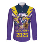 Personalised Storm Spirit Long Sleeve Button Shirt Grand Final Champions 2025 - Aussie Hoodie