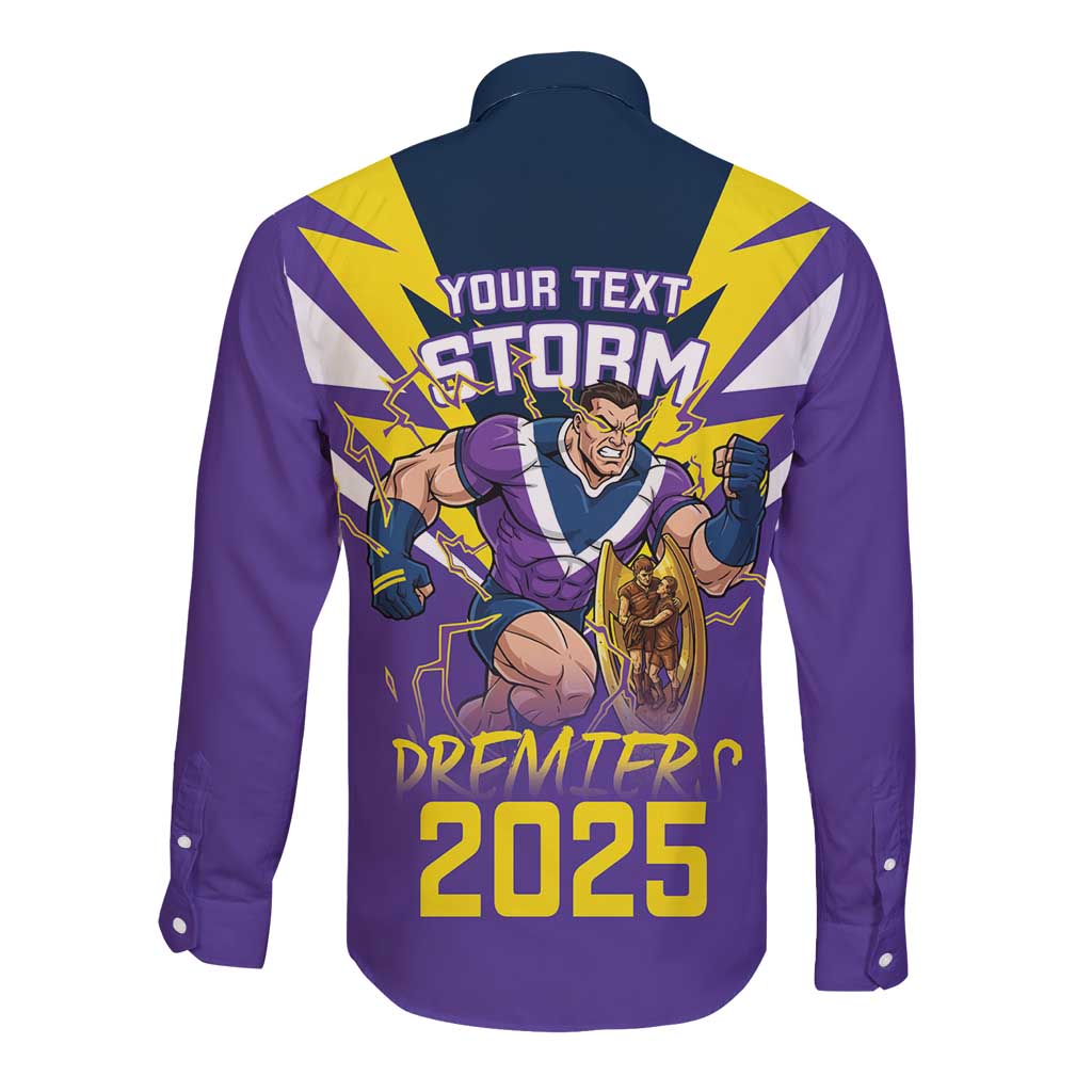 Personalised Storm Spirit Long Sleeve Button Shirt Grand Final Champions 2025 - Aussie Hoodie
