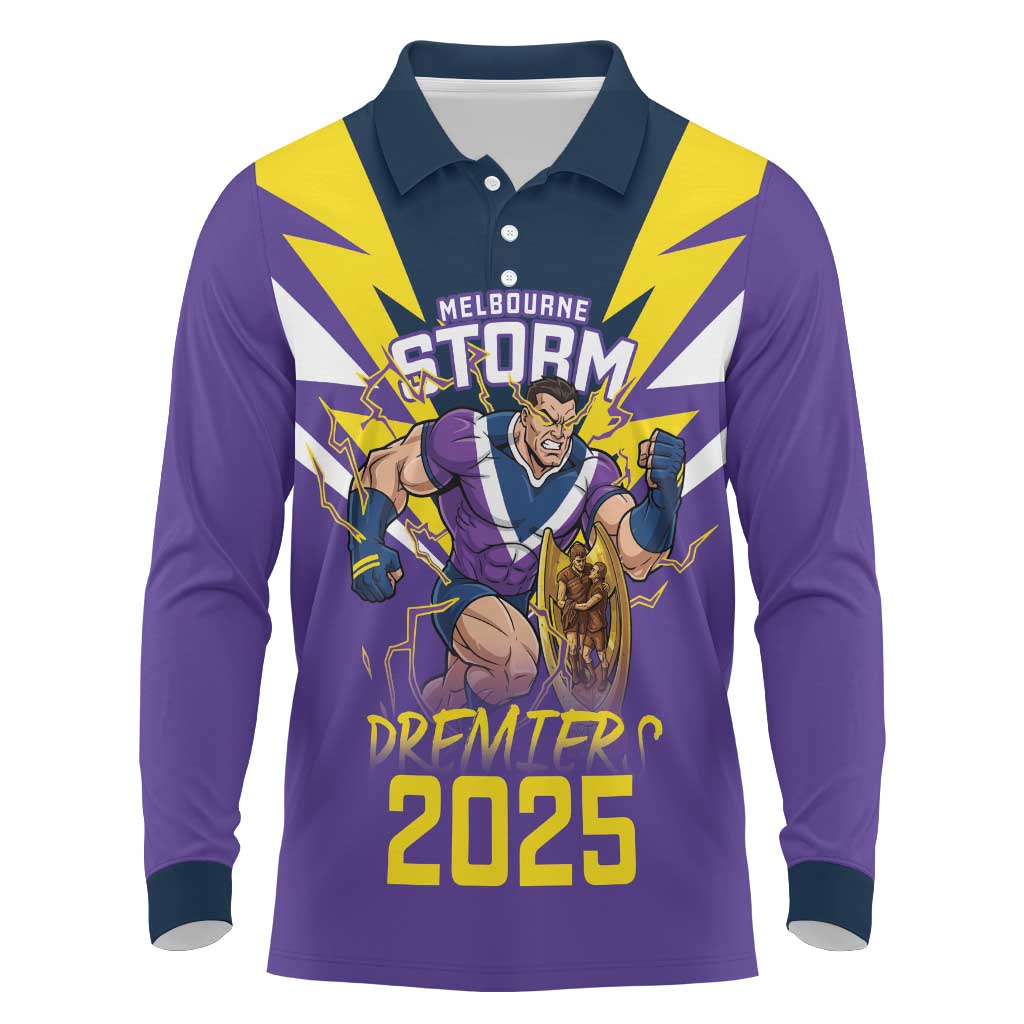 Personalised Storm Spirit Long Sleeve Polo Shirt Grand Final Champions 2025 - Aussie Hoodie