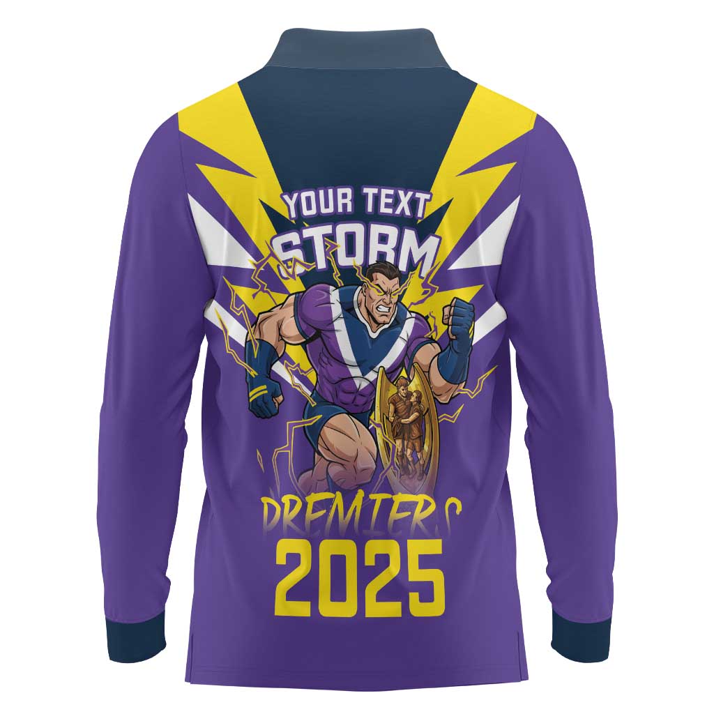 Personalised Storm Spirit Long Sleeve Polo Shirt Grand Final Champions 2025 - Aussie Hoodie