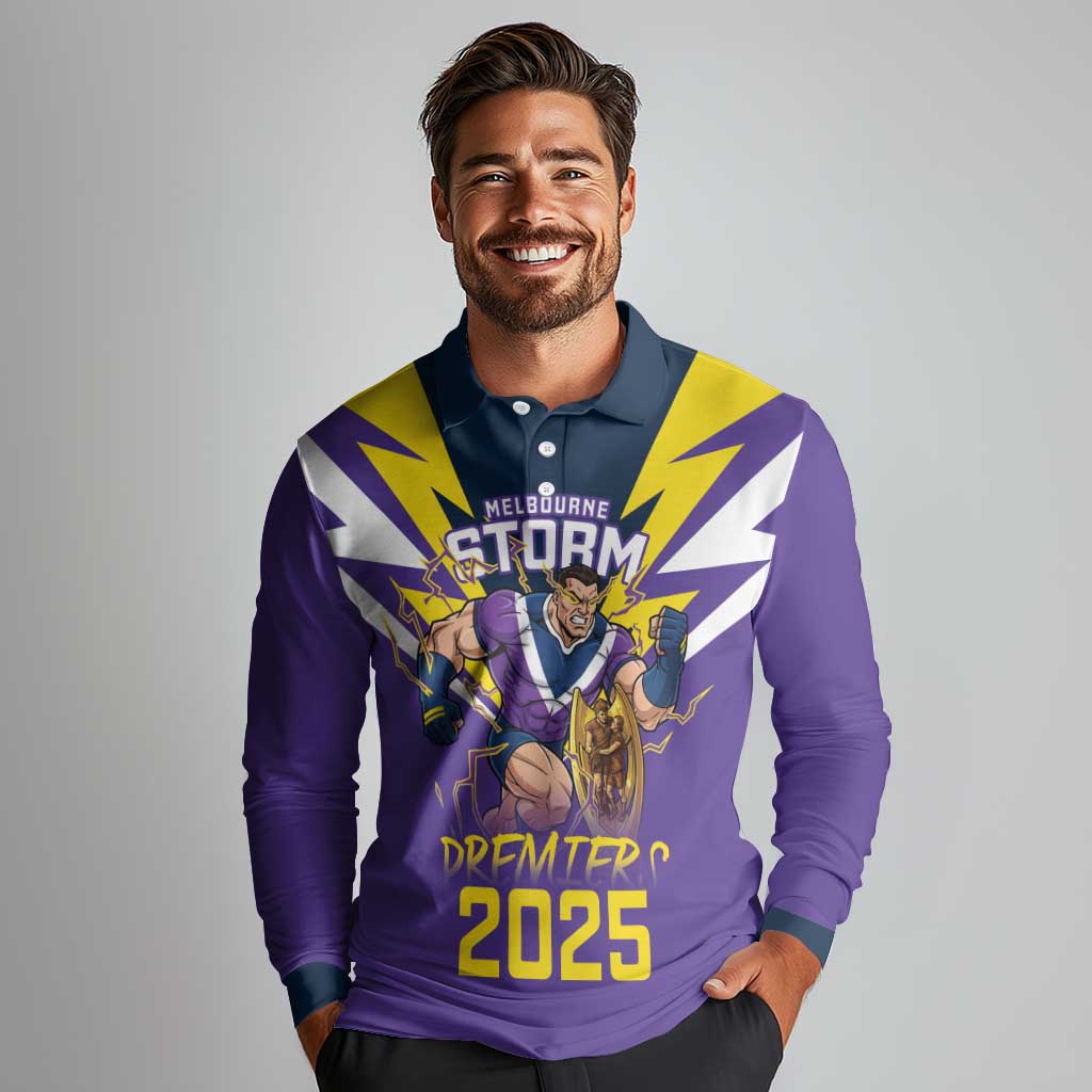 Personalised Storm Spirit Long Sleeve Polo Shirt Grand Final Champions 2025 - Aussie Hoodie