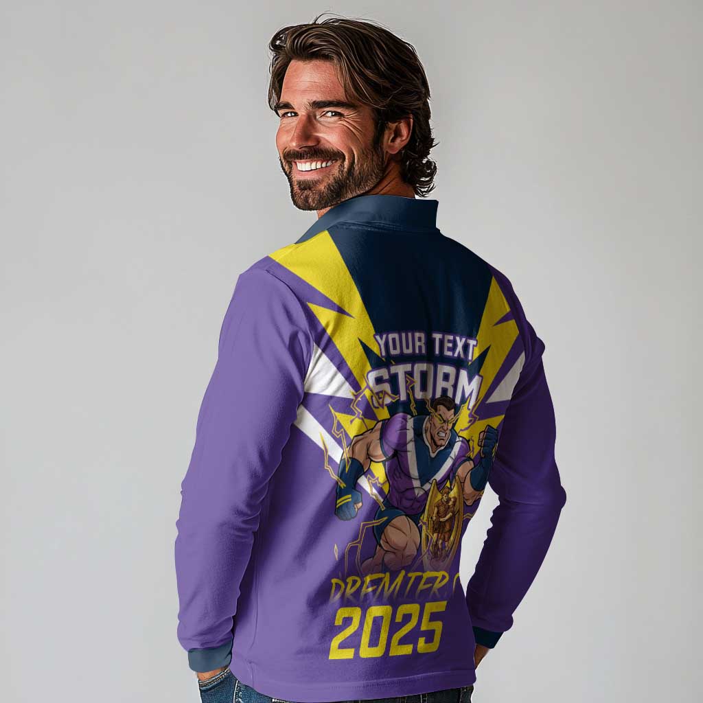 Personalised Storm Spirit Long Sleeve Polo Shirt Grand Final Champions 2025 - Aussie Hoodie