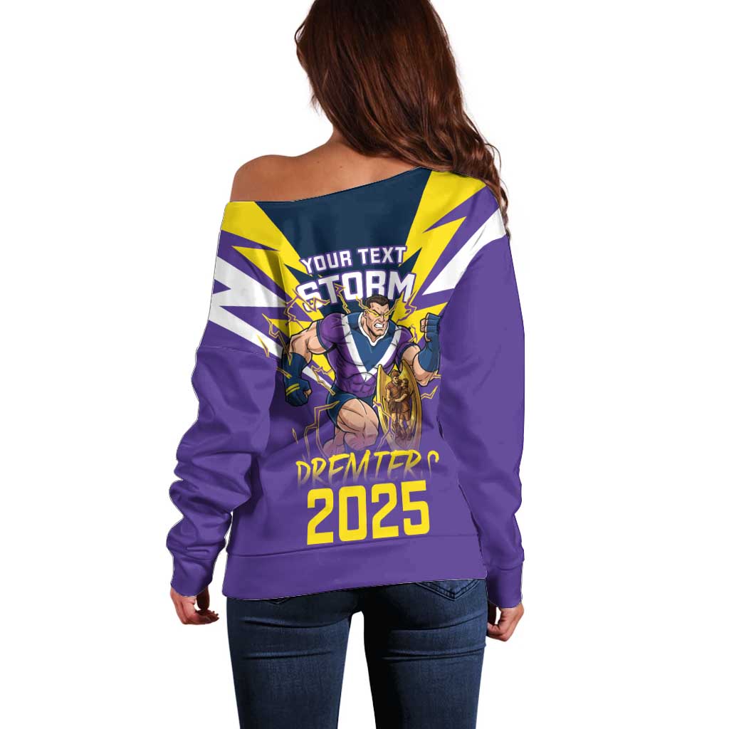 Personalised Storm Spirit Off Shoulder Sweater Grand Final Champions 2025 - Aussie Hoodie