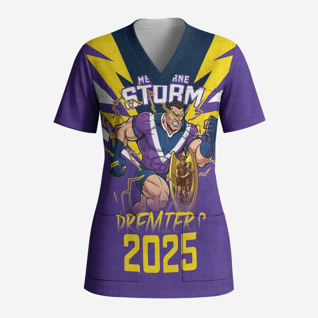 Personalised Storm Spirit Scrub Top Grand Final Champions 2025 - Aussie Hoodie