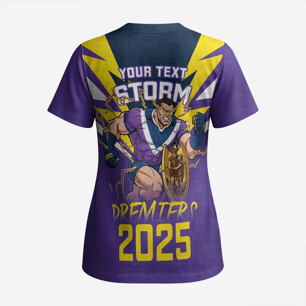 Personalised Storm Spirit Scrub Top Grand Final Champions 2025 - Aussie Hoodie