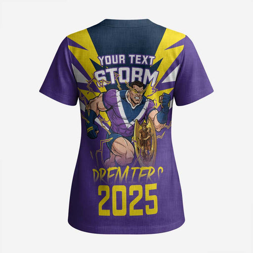 Personalised Storm Spirit Scrub Top Grand Final Champions 2025 - Aussie Hoodie