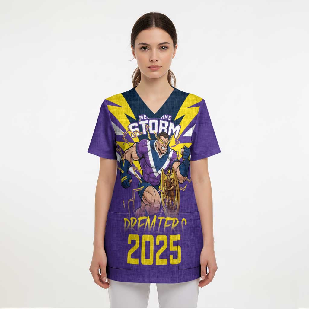 Personalised Storm Spirit Scrub Top Grand Final Champions 2025 - Aussie Hoodie