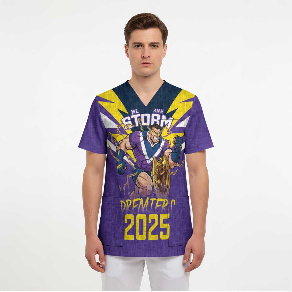 Personalised Storm Spirit Scrub Top Grand Final Champions 2025 - Aussie Hoodie
