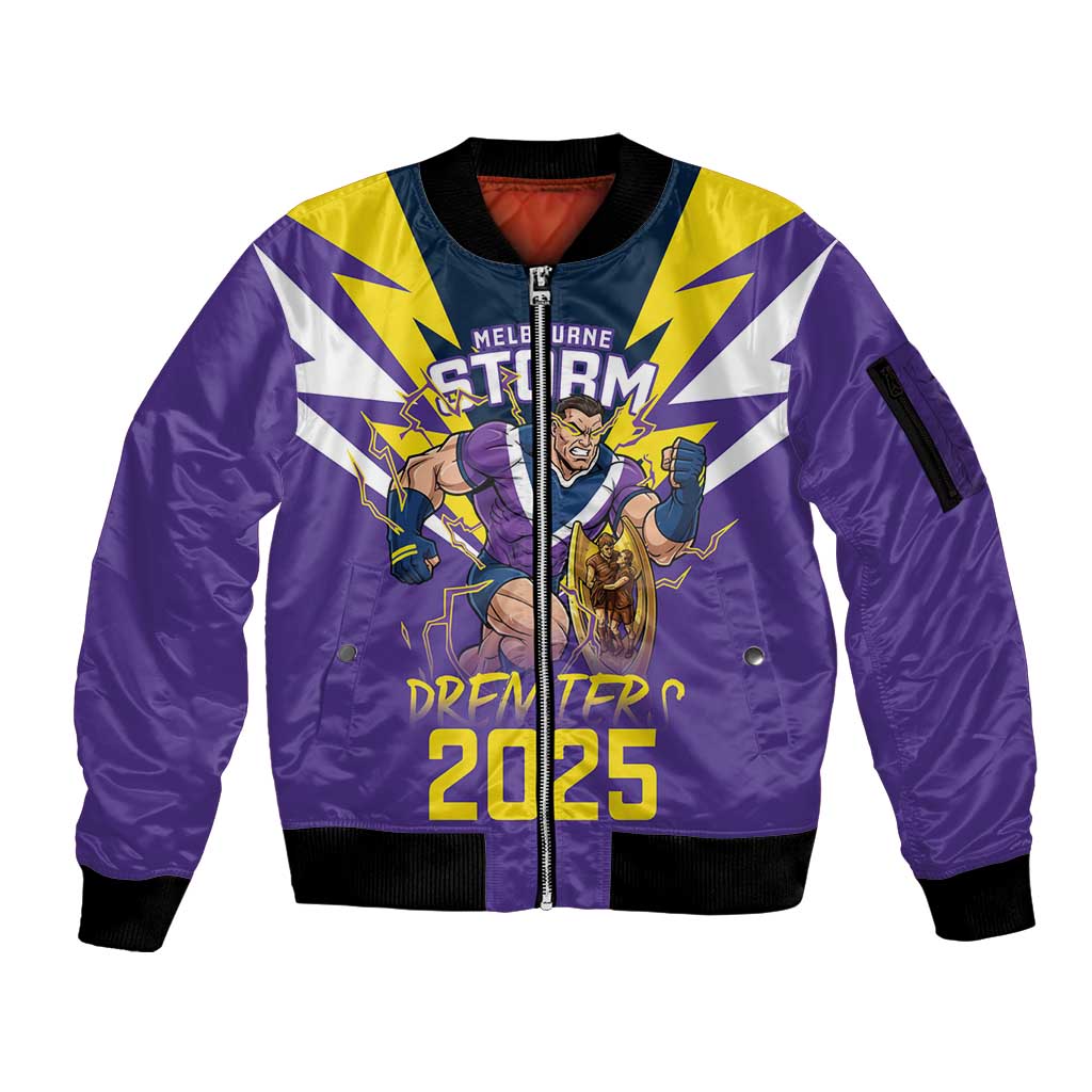 Personalised Storm Spirit Sleeve Zip Bomber Jacket Grand Final Champions 2025 - Aussie Hoodie
