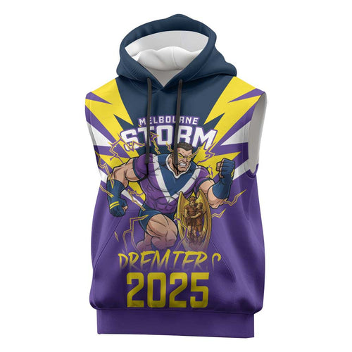 Personalised Storm Spirit Sleeveless Hoodie Grand Final Champions 2025 - Aussie Hoodie