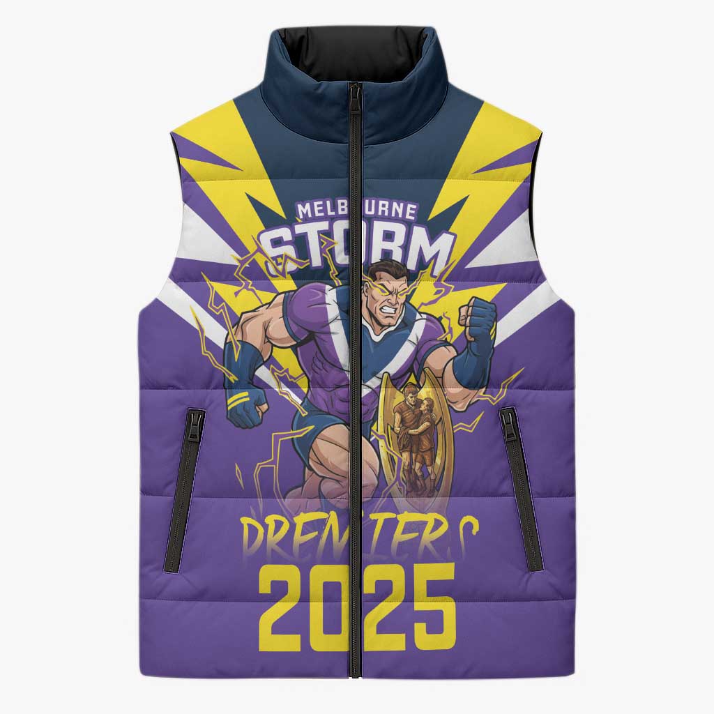 Personalised Storm Spirit Sleeveless Puffer Jacket Grand Final Champions 2025 - Aussie Hoodie