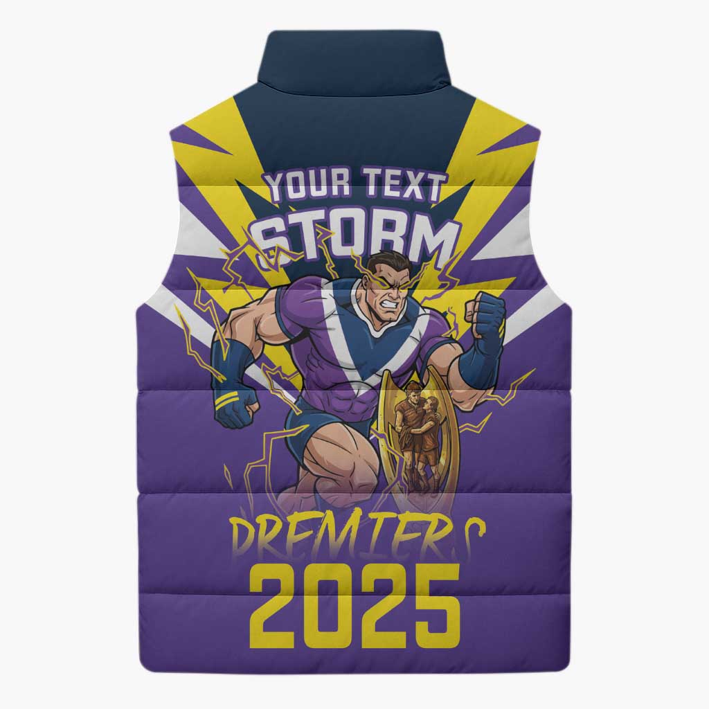 Personalised Storm Spirit Sleeveless Puffer Jacket Grand Final Champions 2025 - Aussie Hoodie