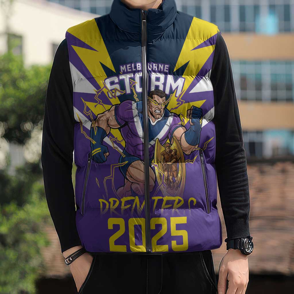 Personalised Storm Spirit Sleeveless Puffer Jacket Grand Final Champions 2025 - Aussie Hoodie
