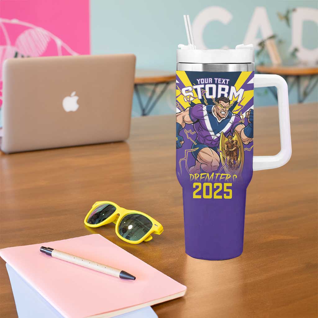 Personalised Storm Spirit Tumbler With Handle Grand Final Champions 2025 - Aussie Hoodie