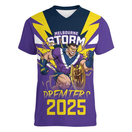 Personalised Storm Spirit Women V-Neck T-Shirt Grand Final Champions 2025 - Aussie Hoodie