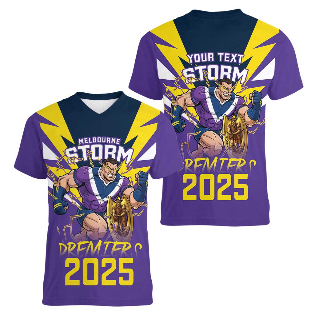 Personalised Storm Spirit Women V-Neck T-Shirt Grand Final Champions 2025 - Aussie Hoodie