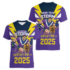 Personalised Storm Spirit Women V-Neck T-Shirt Grand Final Champions 2025 - Aussie Hoodie