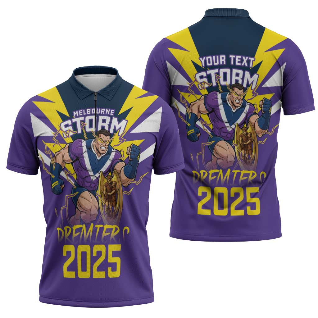 Personalised Storm Spirit Zipper Polo Shirt Grand Final Champions 2025 - Aussie Hoodie