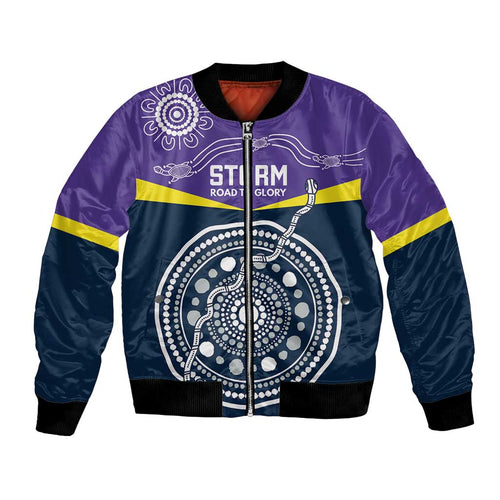 Custom Storm Spirit Bomber Jacket Road to Glory Indigenous Aboriginal - Aussie Hoodie