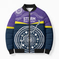 Custom Storm Spirit Bomber Puffer Jacket Road to Glory Indigenous Aboriginal - Aussie Hoodie