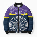 Custom Storm Spirit Bomber Puffer Jacket Road to Glory Indigenous Aboriginal - Aussie Hoodie